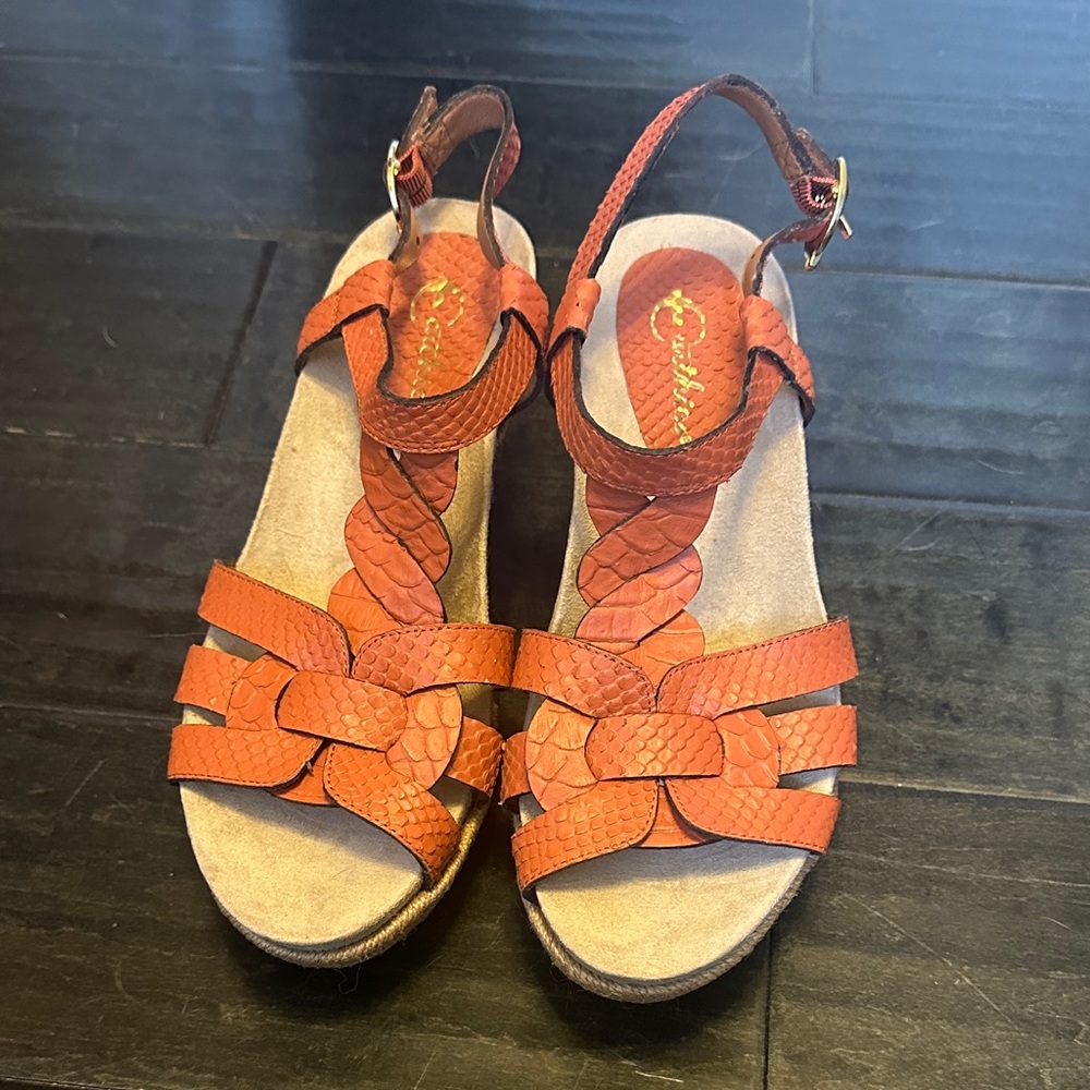 Earthies Corsica Orange Woven Sandals